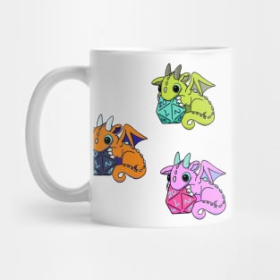 Trio of Orange Dice Goblin Dragon Babies Mug